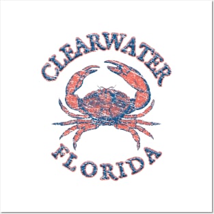 Clearwater, Florida, with Stone Crab on Wind Rose (Two-Sided) Posters and Art